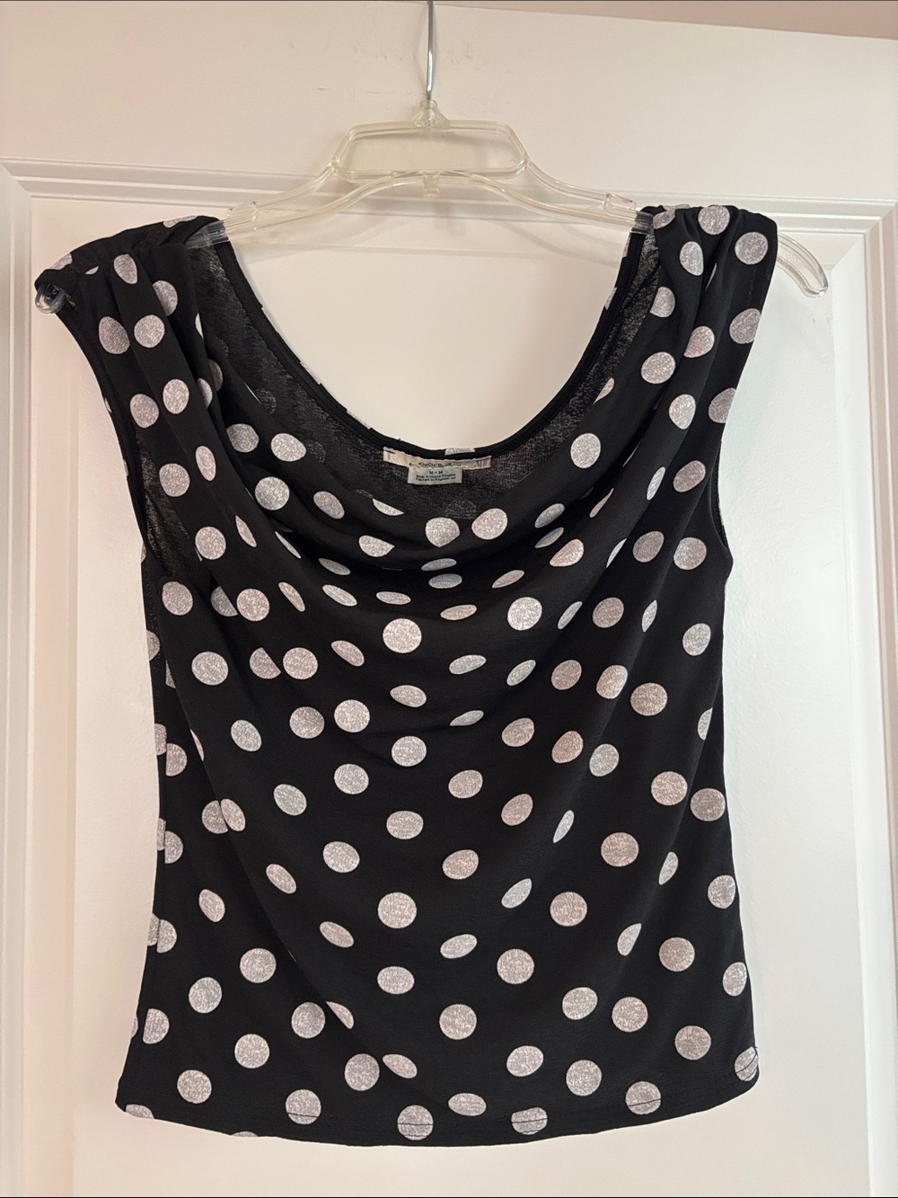 Kimchi Blue Black Tank with White Polka Dots